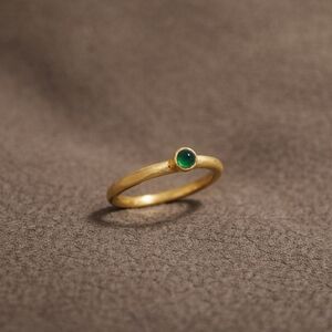 Delicate Gold Ring with Green Stone - Women Jewelry